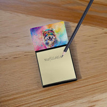 Load image into Gallery viewer, Keeshond Hippie Dawg Sticky Note Holder- Refiilable Desk Accessory Note Pad