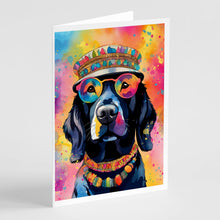 Load image into Gallery viewer, Black Labrador Hippie Dawg Greeting Cards - Blank Note Cards – 8-Pack of Artist-Designed Cards with Envelopes