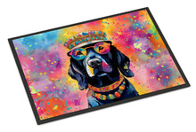 Load image into Gallery viewer, Black Labrador Hippie Dawg Doormat - 24x36 Decorative Floor Mat – Indoor/Outdoor Rug with Artistic Flair