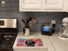 Load image into Gallery viewer, Black Labrador Hippie Dawg Glass Cutting Boards – Durable, Decorative Kitchen Art Large