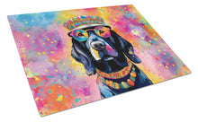 Load image into Gallery viewer, Black Labrador Hippie Dawg Glass Cutting Boards – Durable, Decorative Kitchen Art Large