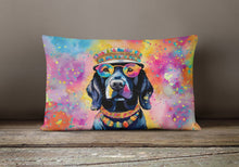 Load image into Gallery viewer, Black Labrador Hippie Dawg Fabric Decorative Pillow