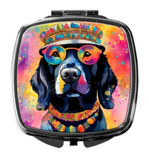 Load image into Gallery viewer, Black Labrador Hippie Dawg Compact Mirror – Stylish Purse Mirror with Artistic Covers