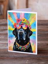 Load image into Gallery viewer, Black Labrador Hippie Dawg Greeting Cards - Blank Note Cards – 8-Pack of Artist-Designed Cards with Envelopes