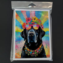 Load image into Gallery viewer, Black Labrador Hippie Dawg Greeting Cards - Blank Note Cards – 8-Pack of Artist-Designed Cards with Envelopes