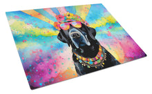 Load image into Gallery viewer, Black Labrador Hippie Dawg Glass Cutting Boards – Durable, Decorative Kitchen Art Large