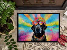 Load image into Gallery viewer, Black Labrador Hippie Dawg Doormat - 18X27 Indoor / Outdoor Rug | Made in USA