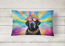 Load image into Gallery viewer, Black Labrador Hippie Dawg Fabric Decorative Pillow