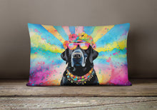 Load image into Gallery viewer, Black Labrador Hippie Dawg Fabric Decorative Pillow