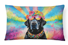 Load image into Gallery viewer, Black Labrador Hippie Dawg Fabric Decorative Pillow