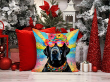 Load image into Gallery viewer, Black Labrador Hippie Dawg Throw Pillow - 14x14 Decorative Pillow – Art for Your Home &amp; Patio