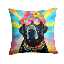 Load image into Gallery viewer, Black Labrador Hippie Dawg Throw Pillow - 14x14 Decorative Pillow – Art for Your Home &amp; Patio