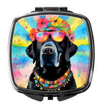 Load image into Gallery viewer, Black Labrador Hippie Dawg Compact Mirror – Stylish Purse Mirror with Artistic Covers