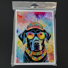 Load image into Gallery viewer, Black Labrador Hippie Dawg Greeting Cards - Blank Note Cards – 8-Pack of Artist-Designed Cards with Envelopes