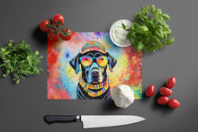 Load image into Gallery viewer, Black Labrador Hippie Dawg Glass Cutting Boards – Durable, Decorative Kitchen Art Large