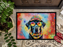 Load image into Gallery viewer, Black Labrador Hippie Dawg Doormat - 18X27 Indoor / Outdoor Rug | Made in USA