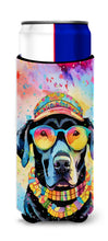 Load image into Gallery viewer, Black Labrador Hippie Dawg Slim Can Huggers – Fun, Functional Drink Coolers for Every Occasion
