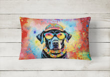 Load image into Gallery viewer, Black Labrador Hippie Dawg Fabric Decorative Pillow