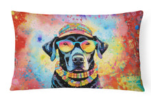 Load image into Gallery viewer, Black Labrador Hippie Dawg Fabric Decorative Pillow