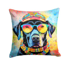 Load image into Gallery viewer, Black Labrador Hippie Dawg Throw Pillow - 14x14 Decorative Pillow – Art for Your Home &amp; Patio