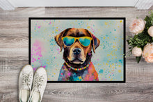 Load image into Gallery viewer, Chocolate Labrador Hippie Dawg Doormat - 24x36 Decorative Floor Mat – Indoor/Outdoor Rug with Artistic Flair
