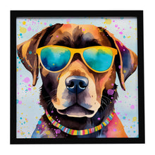 Load image into Gallery viewer, Chocolate Labrador Hippie Dawg Framed Metal Print