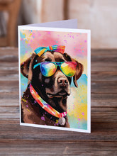 Load image into Gallery viewer, Chocolate Labrador Hippie Dawg Greeting Cards - Blank Note Cards – 8-Pack of Artist-Designed Cards with Envelopes