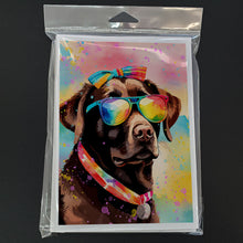 Load image into Gallery viewer, Chocolate Labrador Hippie Dawg Greeting Cards - Blank Note Cards – 8-Pack of Artist-Designed Cards with Envelopes