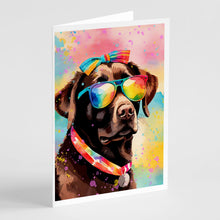 Load image into Gallery viewer, Chocolate Labrador Hippie Dawg Greeting Cards - Blank Note Cards – 8-Pack of Artist-Designed Cards with Envelopes