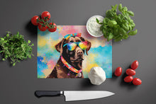 Load image into Gallery viewer, Chocolate Labrador Hippie Dawg Glass Cutting Boards – Durable, Decorative Kitchen Art Large