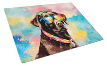 Load image into Gallery viewer, Chocolate Labrador Hippie Dawg Glass Cutting Boards – Durable, Decorative Kitchen Art Large