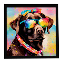 Load image into Gallery viewer, Chocolate Labrador Hippie Dawg Framed Metal Print