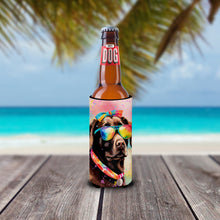 Load image into Gallery viewer, Chocolate Labrador Hippie Dawg Slim Can Huggers – Fun, Functional Drink Coolers for Every Occasion
