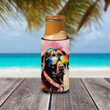 Load image into Gallery viewer, Chocolate Labrador Hippie Dawg Slim Can Huggers – Fun, Functional Drink Coolers for Every Occasion