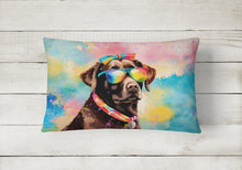 Load image into Gallery viewer, Chocolate Labrador Hippie Dawg Fabric Decorative Pillow