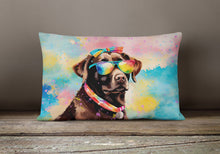 Load image into Gallery viewer, Chocolate Labrador Hippie Dawg Fabric Decorative Pillow