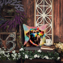 Load image into Gallery viewer, Chocolate Labrador Hippie Dawg Throw Pillow - 14x14 Decorative Pillow – Art for Your Home &amp; Patio