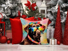 Load image into Gallery viewer, Chocolate Labrador Hippie Dawg Fabric Decorative Pillow