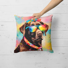 Load image into Gallery viewer, Chocolate Labrador Hippie Dawg Fabric Decorative Pillow