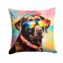 Load image into Gallery viewer, Chocolate Labrador Hippie Dawg Fabric Decorative Pillow
