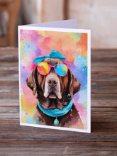 Load image into Gallery viewer, Chocolate Labrador Hippie Dawg Greeting Cards - Blank Note Cards – 8-Pack of Artist-Designed Cards with Envelopes
