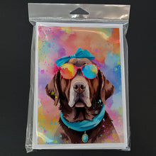 Load image into Gallery viewer, Chocolate Labrador Hippie Dawg Greeting Cards - Blank Note Cards – 8-Pack of Artist-Designed Cards with Envelopes