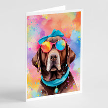 Load image into Gallery viewer, Chocolate Labrador Hippie Dawg Greeting Cards - Blank Note Cards – 8-Pack of Artist-Designed Cards with Envelopes