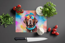 Load image into Gallery viewer, Chocolate Labrador Hippie Dawg Glass Cutting Boards – Durable, Decorative Kitchen Art Large