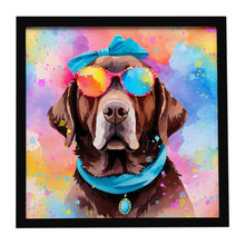 Load image into Gallery viewer, Chocolate Labrador Hippie Dawg Framed Metal Print