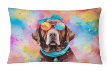 Load image into Gallery viewer, Chocolate Labrador Hippie Dawg Fabric Decorative Pillow