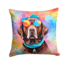 Load image into Gallery viewer, Chocolate Labrador Hippie Dawg Throw Pillow - 14x14 Decorative Pillow – Art for Your Home &amp; Patio