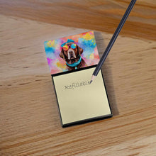 Load image into Gallery viewer, Chocolate Labrador Hippie Dawg Sticky Note Holder- Refiilable Desk Accessory Note Pad