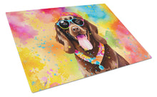 Load image into Gallery viewer, Chocolate Labrador Hippie Dawg Glass Cutting Boards – Durable, Decorative Kitchen Art Large