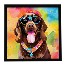 Load image into Gallery viewer, Chocolate Labrador Hippie Dawg Framed Metal Print